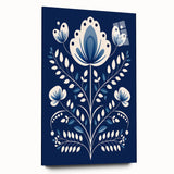 Minimalist Scandinavian Wall Art | Nordic Floral Print in Blue & White