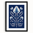 Minimalist Scandinavian Wall Art | Nordic Floral Print in Blue & White