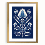 Minimalist Scandinavian Wall Art | Nordic Floral Print in Blue & White