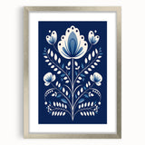 Minimalist Scandinavian Wall Art | Nordic Floral Print in Blue & White