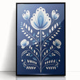 Minimalist Scandinavian Wall Art | Nordic Floral Print in Blue & White