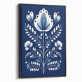 Minimalist Scandinavian Wall Art | Nordic Floral Print in Blue & White
