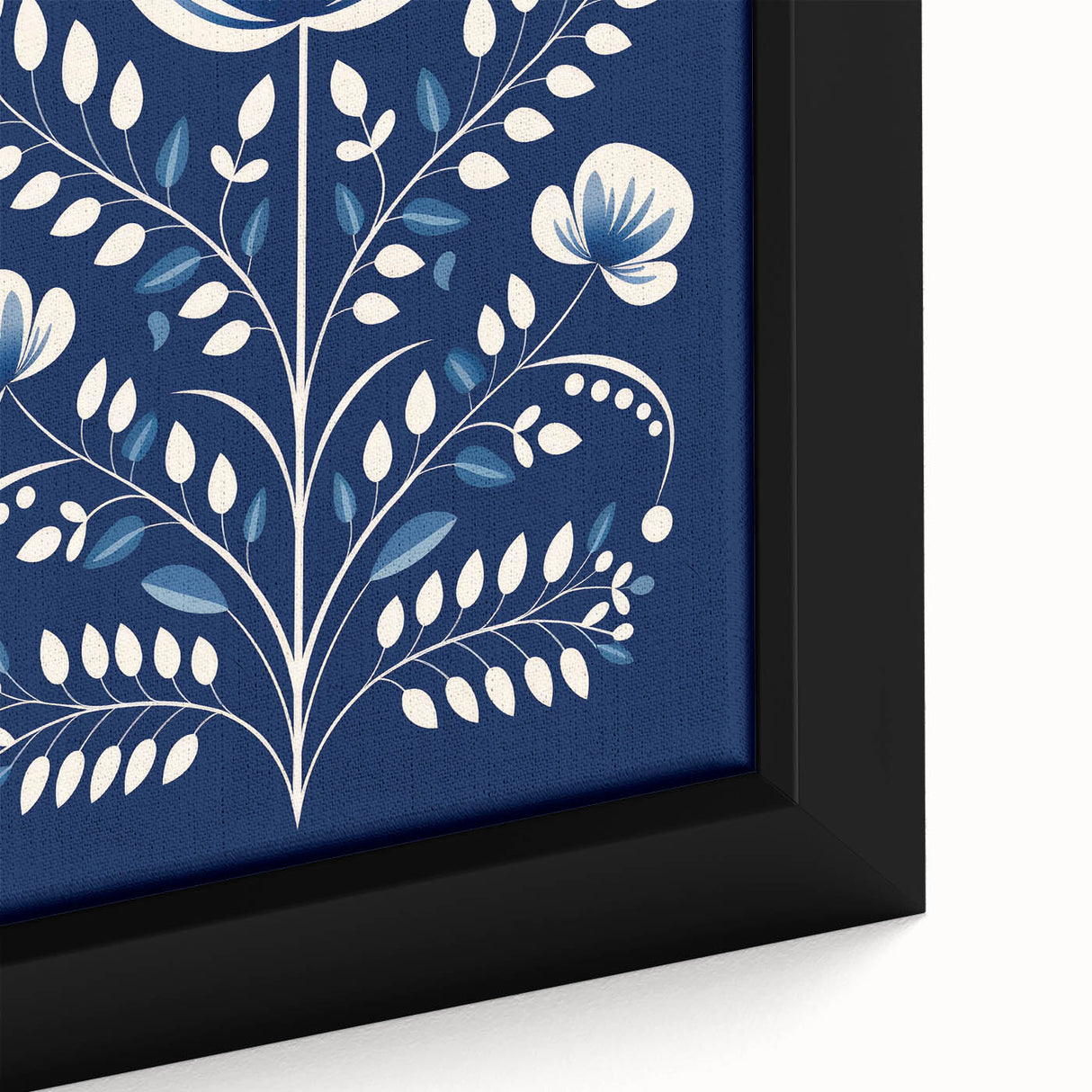Minimalist Scandinavian Wall Art | Nordic Floral Print in Blue & White