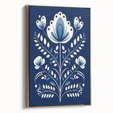 Minimalist Scandinavian Wall Art | Nordic Floral Print in Blue & White