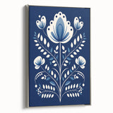 Minimalist Scandinavian Wall Art | Nordic Floral Print in Blue & White