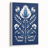 Minimalist Scandinavian Wall Art | Nordic Floral Print in Blue & White