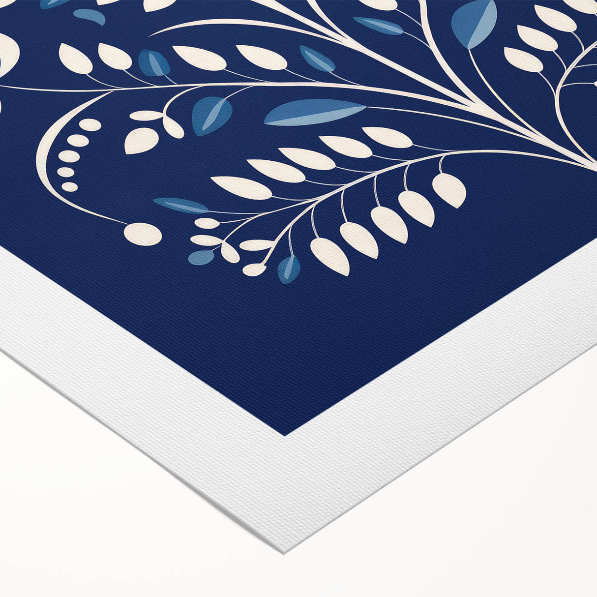 Minimalist Scandinavian Wall Art | Nordic Floral Print in Blue & White