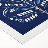 Minimalist Scandinavian Wall Art | Nordic Floral Print in Blue & White