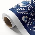 Minimalist Scandinavian Wall Art | Nordic Floral Print in Blue & White
