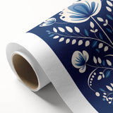 Minimalist Scandinavian Wall Art | Nordic Floral Print in Blue & White
