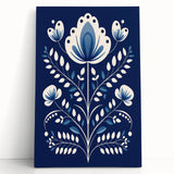Minimalist Scandinavian Wall Art | Nordic Floral Print in Blue & White