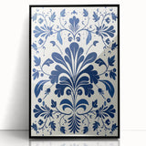 Scandinavian-Inspired Floral Wall Art | Navy Blue Nordic Minimalist Print