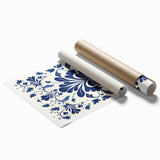 Scandinavian-Inspired Floral Wall Art | Navy Blue Nordic Minimalist Print