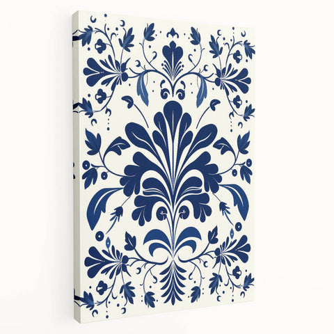 Scandinavian-Inspired Floral Wall Art | Navy Blue Nordic Minimalist Print