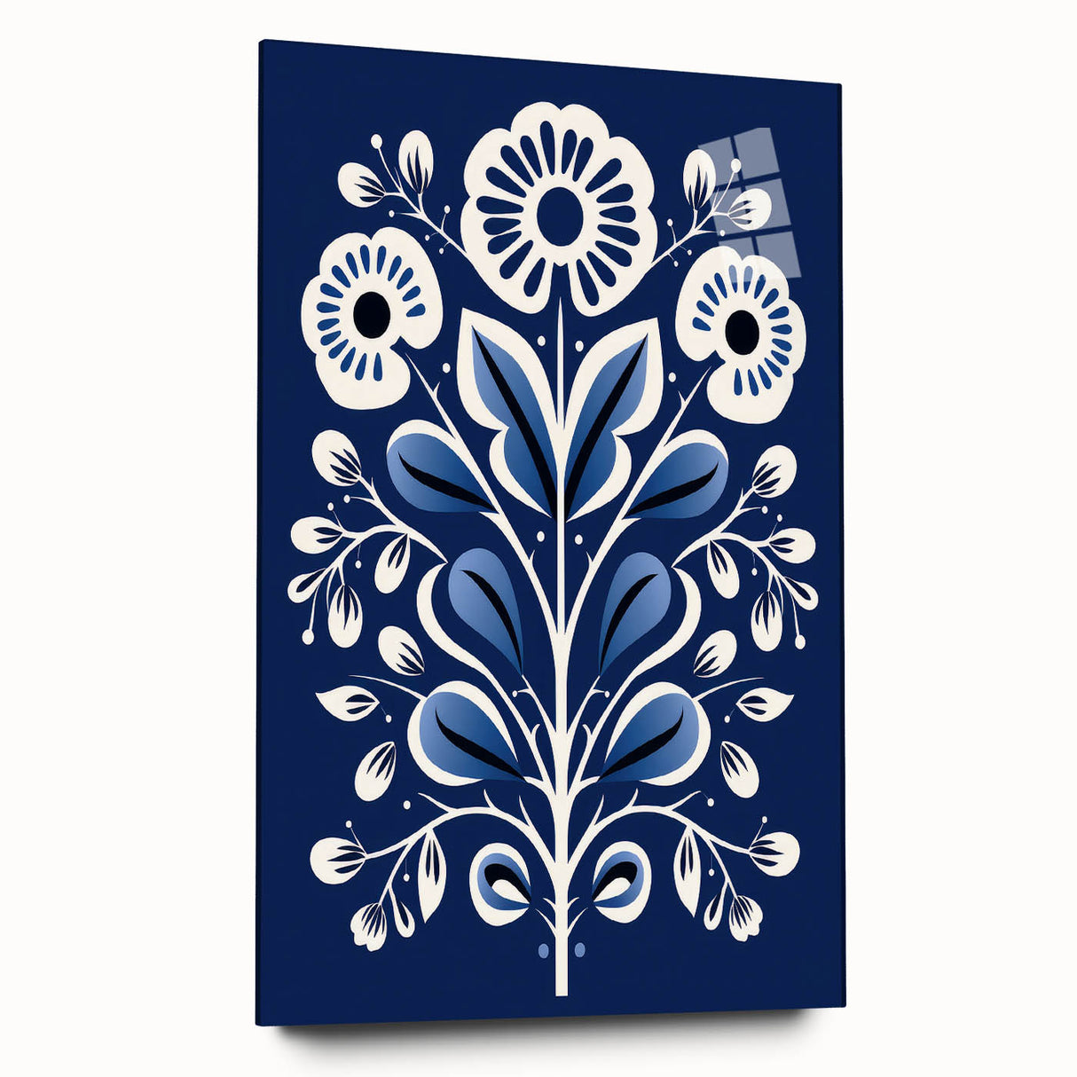 Nordic Minimalist Floral Art | Blue and White Scandinavian Wall Decor