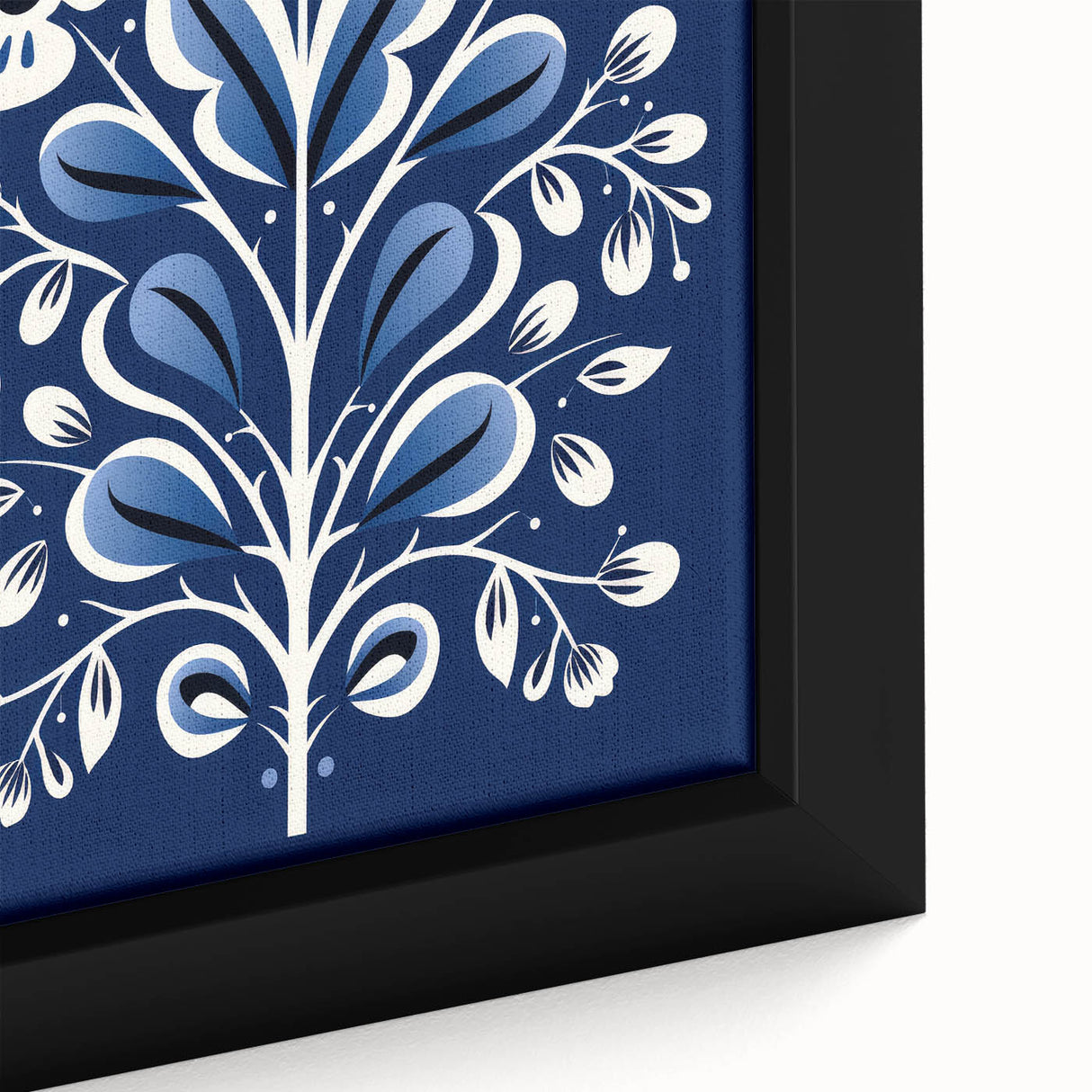 Nordic Minimalist Floral Art | Blue and White Scandinavian Wall Decor