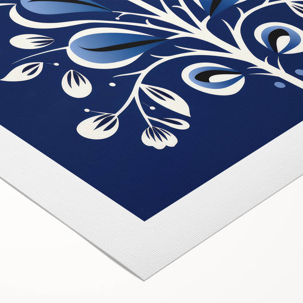 Nordic Minimalist Floral Art | Blue and White Scandinavian Wall Decor