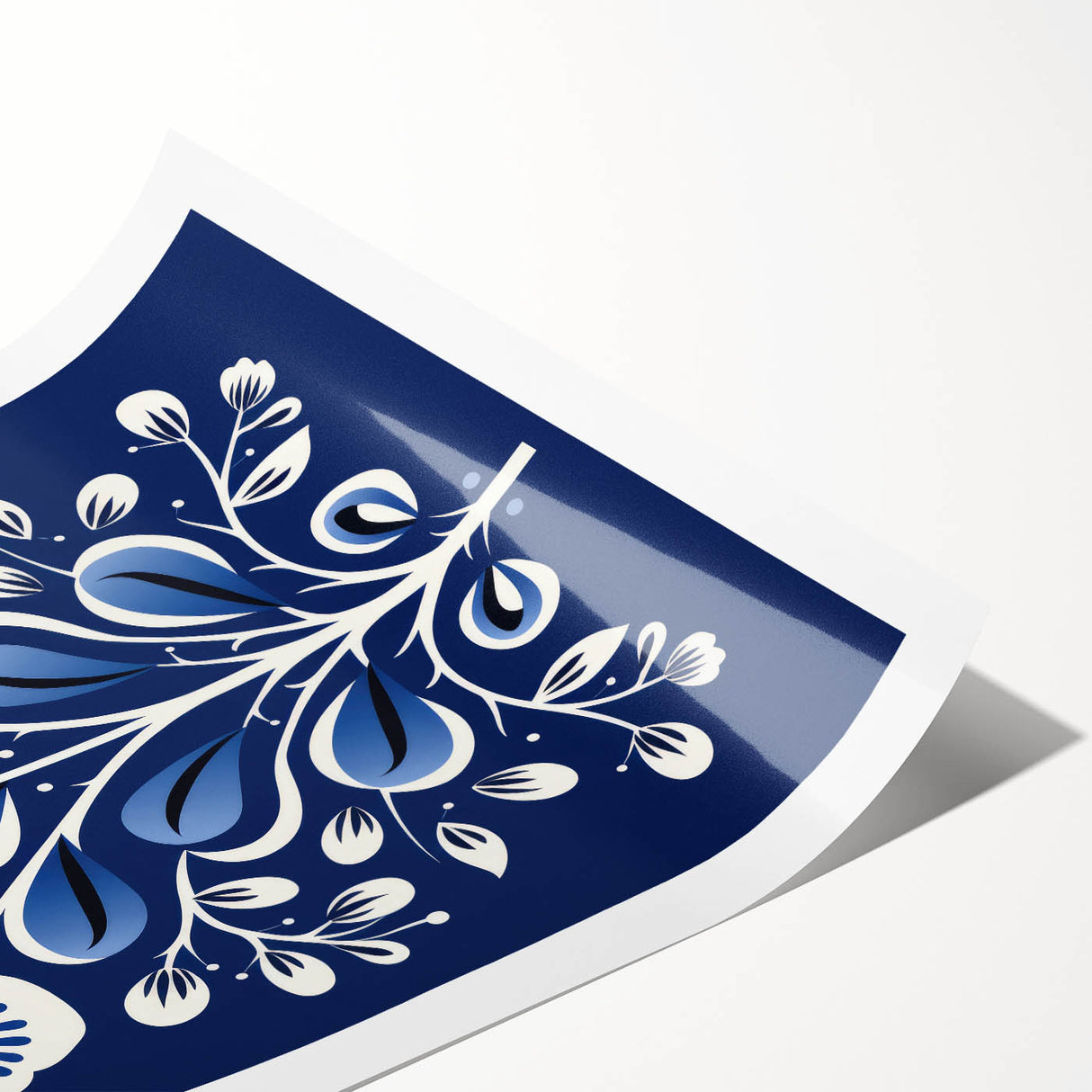 Nordic Minimalist Floral Art | Blue and White Scandinavian Wall Decor