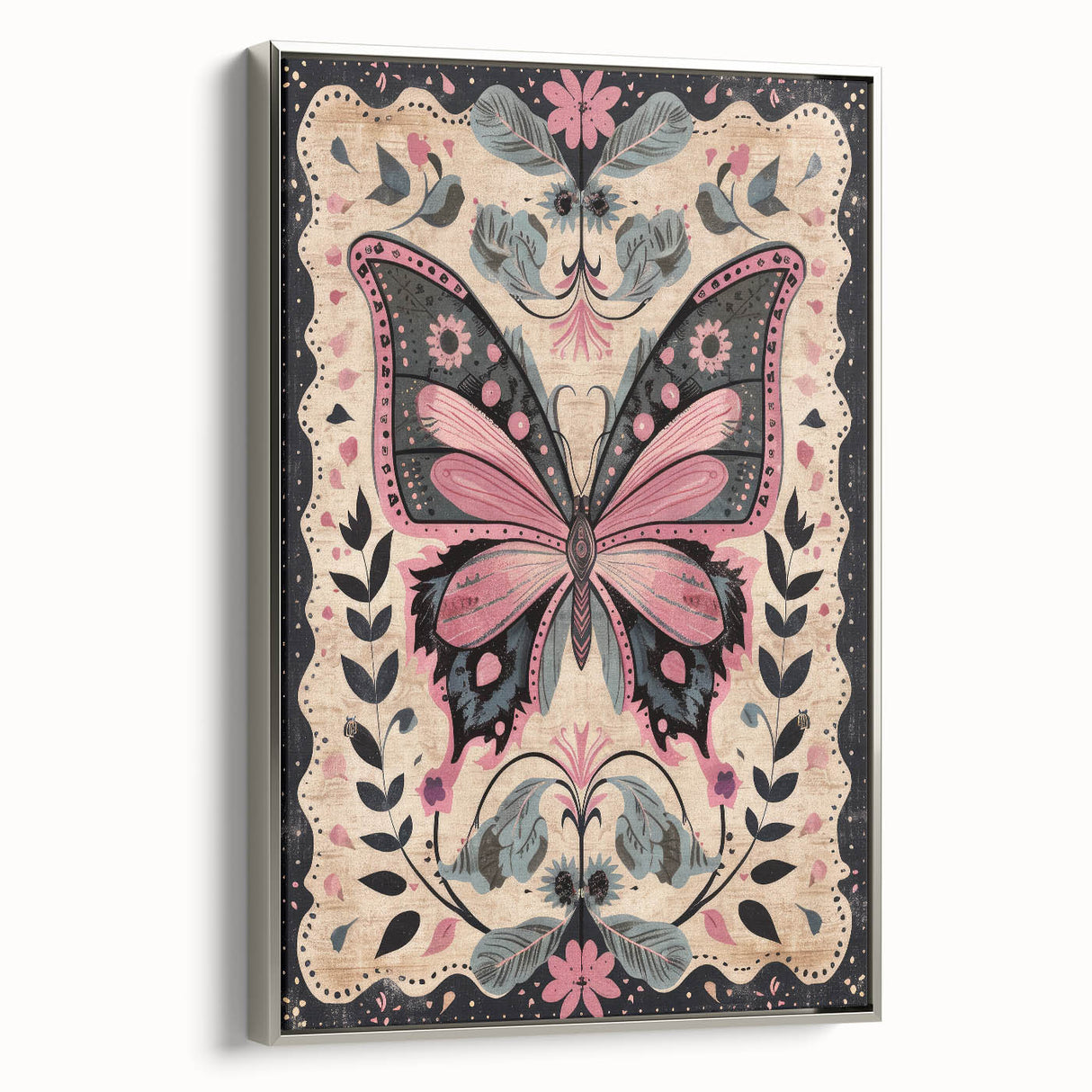 Scandinavian Butterfly Art | Elegant Floral Nordic-Inspired Wall Decor