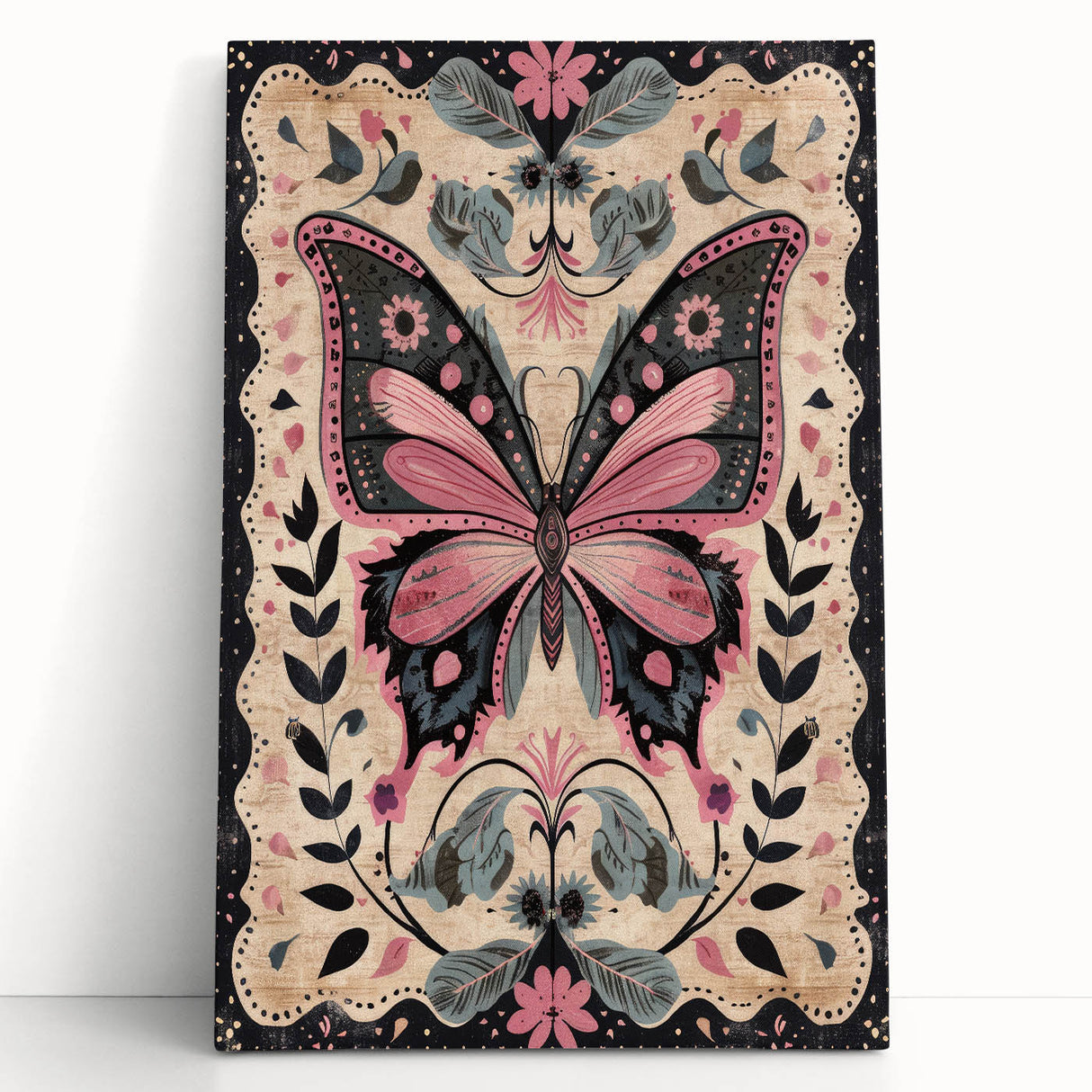 Scandinavian Butterfly Art | Elegant Floral Nordic-Inspired Wall Decor