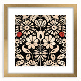 Scandinavian Floral Wall Art | Nordic Black and Beige Art Print | Hygge