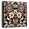 Scandinavian Floral Wall Art | Nordic Black and Beige Art Print | Hygge