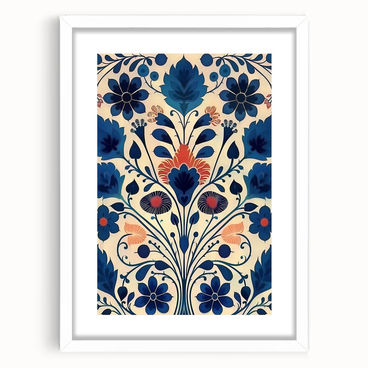 Scandinavian Wall Decor | Elegant Blue Floral Nordic Art Print | Hygge