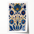 Scandinavian Wall Art | Blue and Gold Floral Nordic Art Print | Hygge