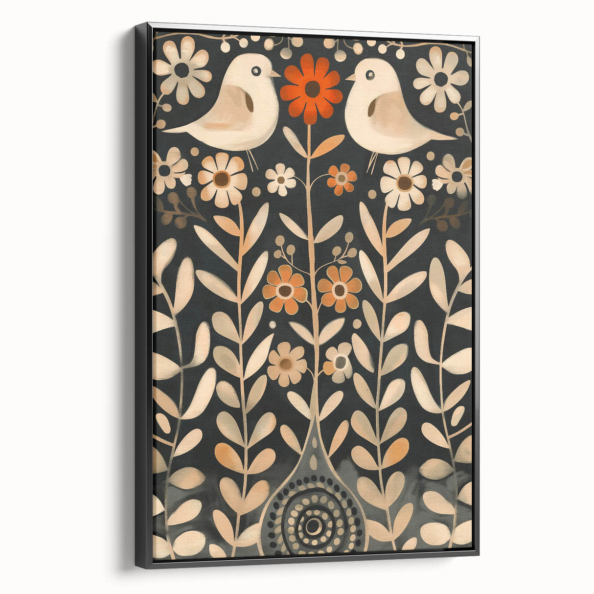 Scandinavian Wall Art | Beige and Orange Nordic Bird Art Print | Hygge