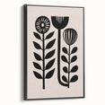 Scandinavian Wall Decor | Minimalist Black and Beige Floral Art | Hygge