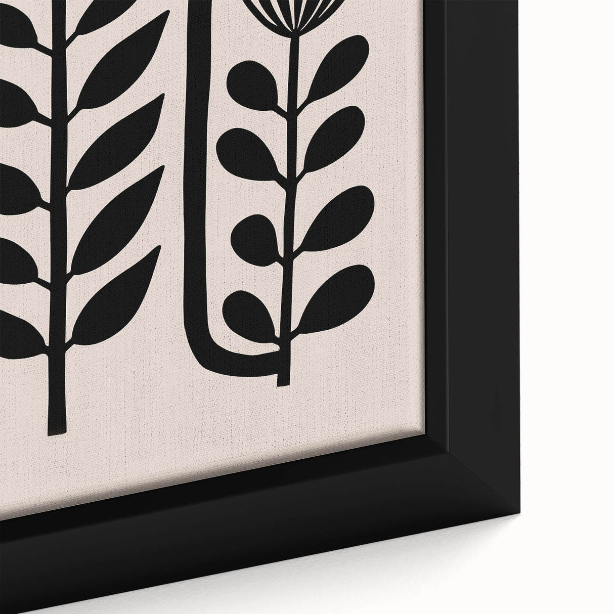 Scandinavian Wall Decor | Minimalist Black and Beige Floral Art | Hygge