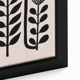 Scandinavian Wall Decor | Minimalist Black and Beige Floral Art | Hygge