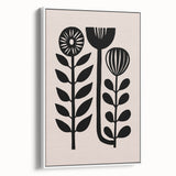 Scandinavian Wall Decor | Minimalist Black and Beige Floral Art | Hygge