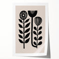 Scandinavian Wall Decor | Minimalist Black and Beige Floral Art | Hygge