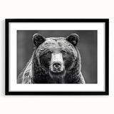 Black bear wall art framed print showcasing a striking black bear design with a matte finish, perfect for enhancing rustic home decor or nature-themed spaces.