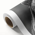 Black bear wall art design on rolled canvas showcasing intricate details and vibrant colors, perfect for nature-themed decor. Packaged securely in a cardboard tube for easy transport and display.