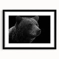 Black bear wall art framed with a sleek black matte, showcasing intricate design details and rich textures. Ideal for nature-themed decor and wildlife enthusiasts.
