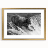 Black bear wall art design displayed in a gold frame with a mat, showcasing intricate details and a contemporary style, perfect for animal lovers and home decor enthusiasts.