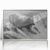 Framed wall art featuring a striking black bear design with a white border, mounted in an acrylic frame, perfect for nature-themed home decor.