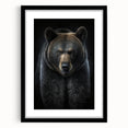 Close-up of a black bear wall art framed collection showcasing intricate bear design with a sleek black frame and white mat, ideal for rustic home decor.