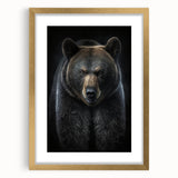 Black bear wall art framed in gold, showcasing a detailed design and matting, perfect for enhancing home decor with a nature-inspired theme.