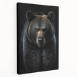Stretched canvas wall art showcasing a majestic black bear design in a natural setting, highlighting intricate details and rich colors, perfect for wildlife enthusiasts.