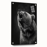 Black bear wall art in a contemporary acrylic glass frame, showcasing intricate design details and vibrant colors, ideal for nature enthusiasts and home decor.
