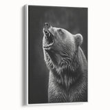 Framed canvas wall art featuring a black bear design, showcasing intricate details and a modern aesthetic, perfect for nature enthusiasts looking to enhance their decor.