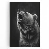 Stretched canvas wall art depicting a majestic black bear design, showcasing intricate details and a vibrant color palette, perfect for nature-themed decor.
