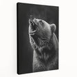 Stretched canvas wall art showcasing a black bear design, featuring rich details and vibrant colors, perfect for nature-themed decor in any setting.