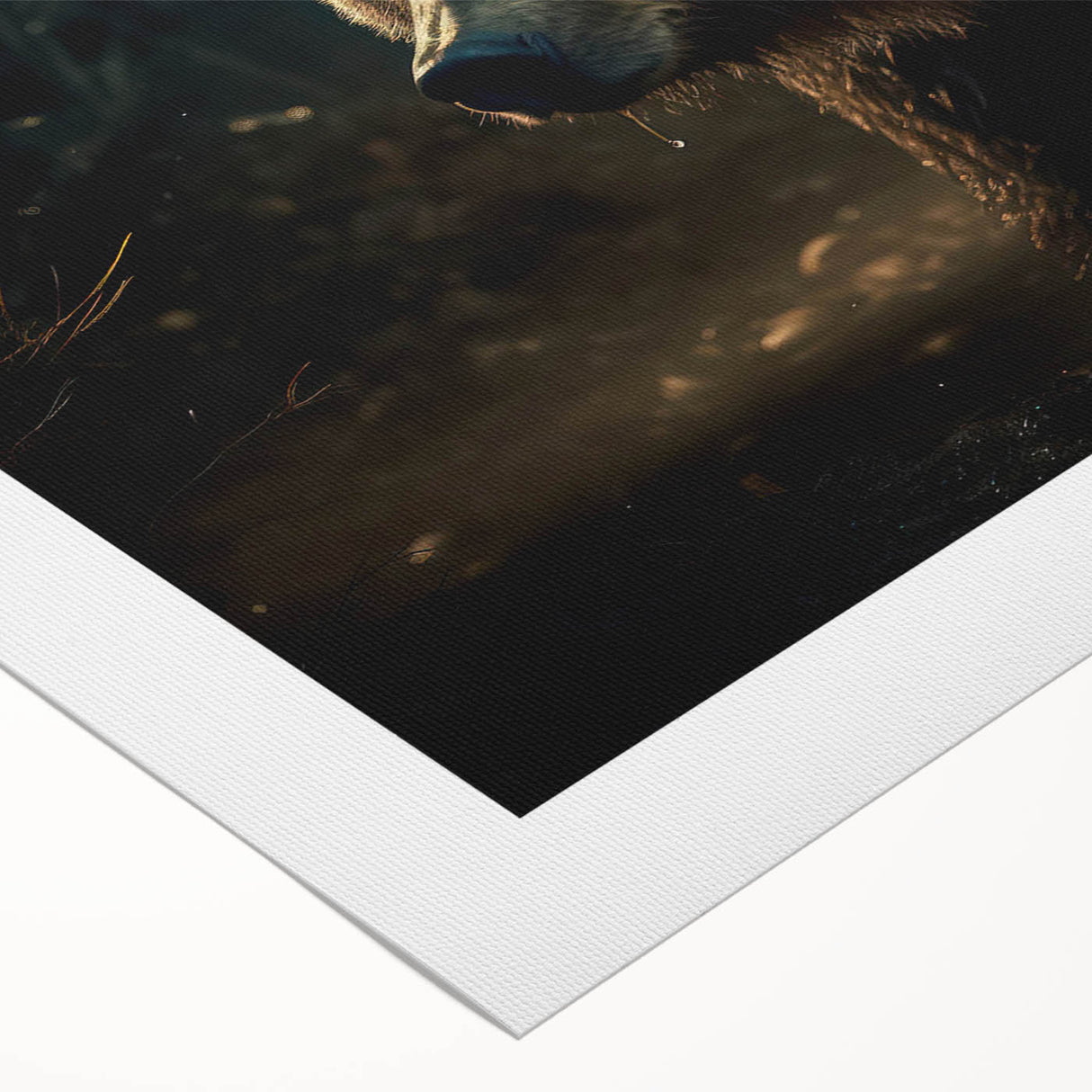 Black bear wall art design on rolled canvas, showcasing intricate details and natural colors, ideal for wildlife enthusiasts and home decor. Perfect for adding a rustic touch to any space.