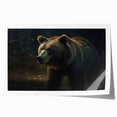 Black bear wall art print showcasing a detailed and artistic depiction of a bear in a natural setting, perfect for wildlife enthusiasts and home decor. The rolled print is designed to enhance any interior space with its striking imagery and vibrant colors.