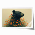 Black bear wall art print featuring a stunning minimalist design, showcasing the bear's silhouette against a soft beige background, ideal for nature lovers and home decor enthusiasts.