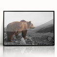Framed wall art showcasing a brown bear design in a sleek black frame, perfect for adding a nature-themed accent to any modern space.